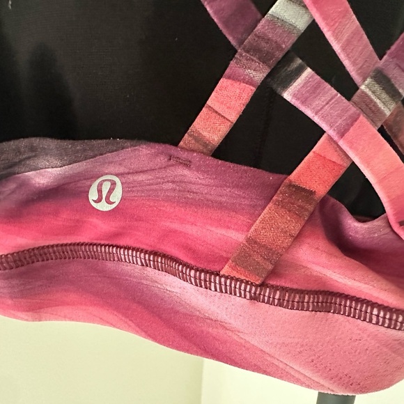 Lululemon Vibrant Pink and Black Sports Bra with Supportive Racerback Size 4 - Picture 7 of 8